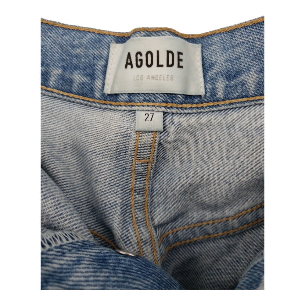 Agolde 90's Mid Rise Distressed Jeans 100% Cotton Size 27 Button Fly - Picture 4 of 13
